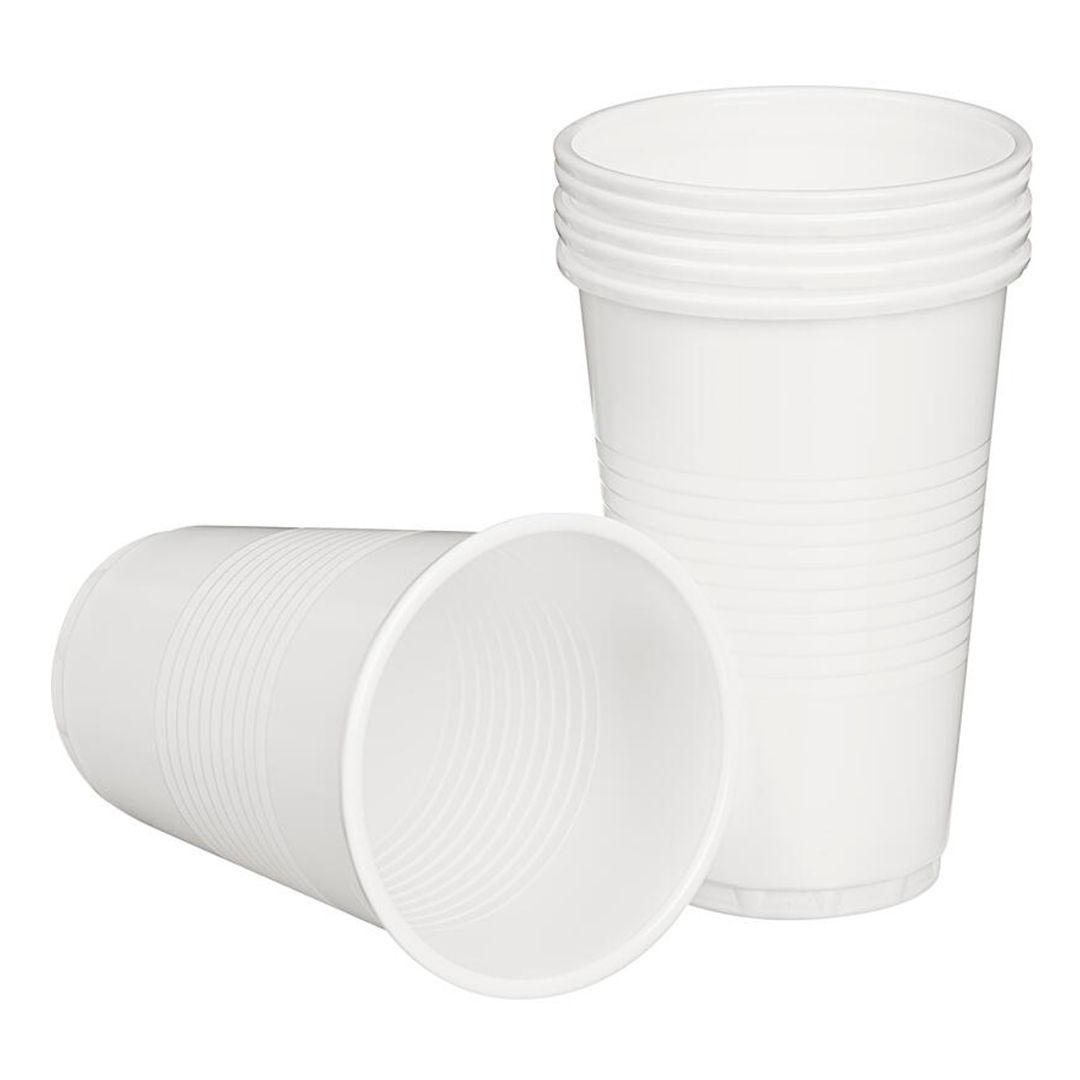 Бір реттік пластмасса стақандар Комус, 200 мл, ақ, 100 дана/қапт / Бір реттік ыдыстар №4