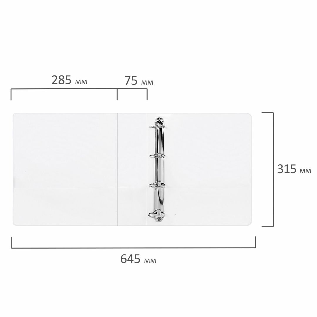 Папка Brauberg "Office", А4 формат, на 4 кольцах, панорама, корешок 75 мм, белая