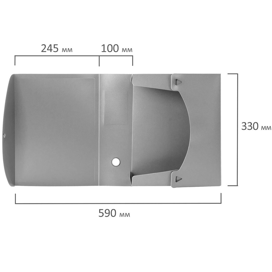 Архивный короб на кнопке Brauberg "Energy", 100*330*245 мм, разборный, пластик, серый