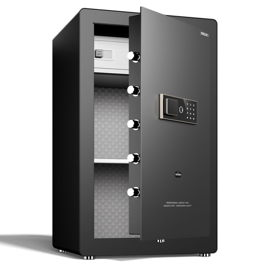 Сейф Deli "AE803", биометрический + электронный код + ключ, 800*480*420 мм, 44 кг, черный / Сейфы oe.kz Сейф Deli "AE803", биометрический + электронный код + ключ, 800*480*420 мм, 44 кг, черный / Сейфы