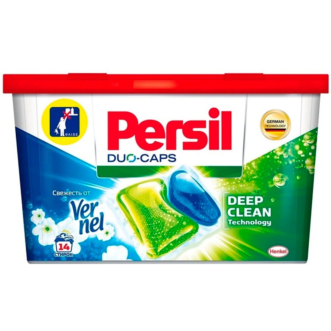 Капсулы для стирки белого белья Persil Duo-Caps "Свежесть от Vernel", 14 штук / Стиральные порошки