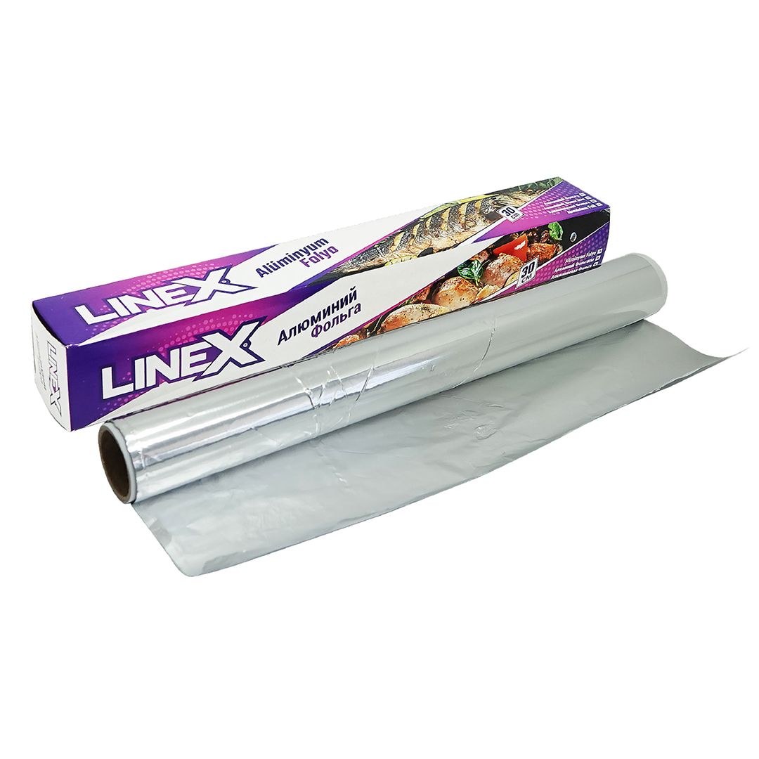Фольга алюминиевая Linex, ширина рулона 300 мм, длина намотки 10 м, плотность 10 мкм / Пищевая пленка