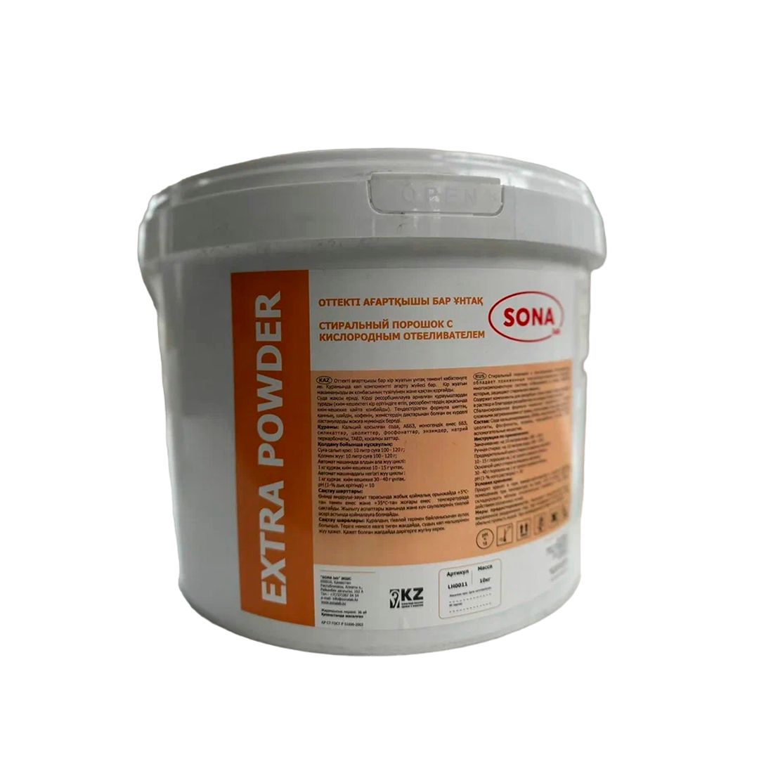 Стиральный порошок SONA lab "Extra Powder", с кислородным отбеливателем, 10 кг / Профессиональная химия