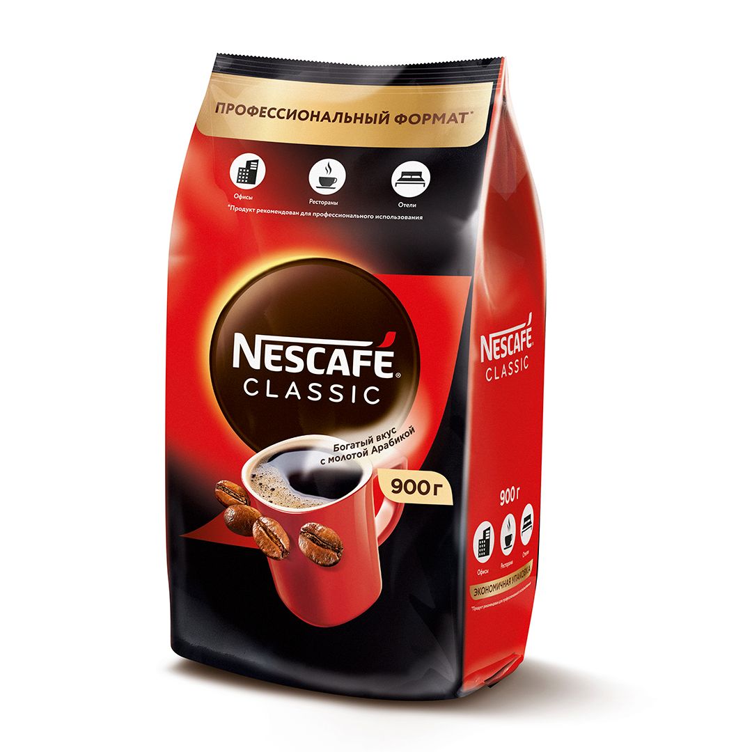 Ерігіш кофе Nescafe Classicа, 900 гр, вакуумды қаптама