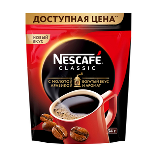 Кофе растворимый Nescafe Classicа, 34 гр, вакуумная упаковка / Кофе растворимый
