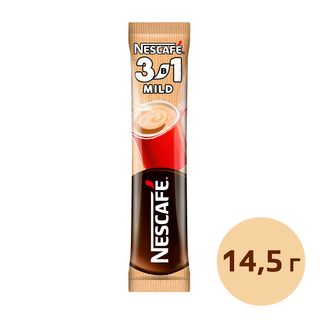 Кофе растворимый Nescafe "3 в 1" Мягкий, 20 пакетиков / Кофе порционный
