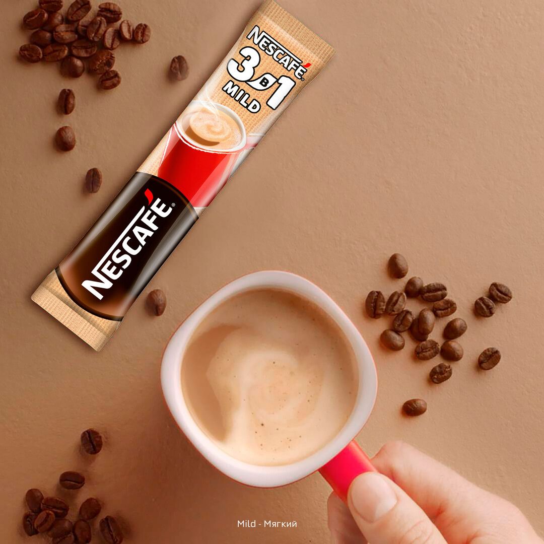 Кофе растворимый Nescafe "3 в 1" Мягкий, 20 пакетиков / Кофе порционный №5