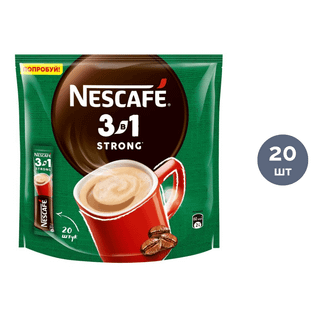 Кофе растворимый Nescafe "3 в 1" Крепкий, 20 пакетиков / Кофе порционный oe.kz Кофе растворимый Nescafe "3 в 1" Крепкий, 20 пакетиков / Кофе порционный