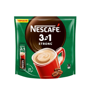Ерігіш кофе Nescafe "3-еуі 1" Күшті, 20 қалташа / Порциялы кофе