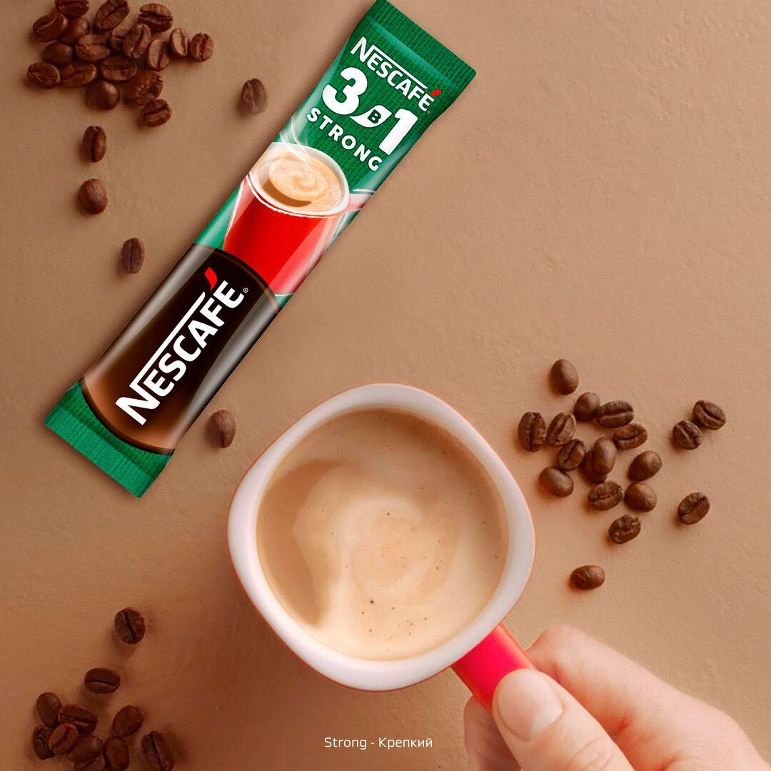 Ерігіш кофе Nescafe "3-еуі 1" Күшті, 20 қалташа / Порциялы кофе №7 oe.kz Ерігіш кофе Nescafe "3-еуі 1" Күшті, 20 қалташа / Порциялы кофе №7