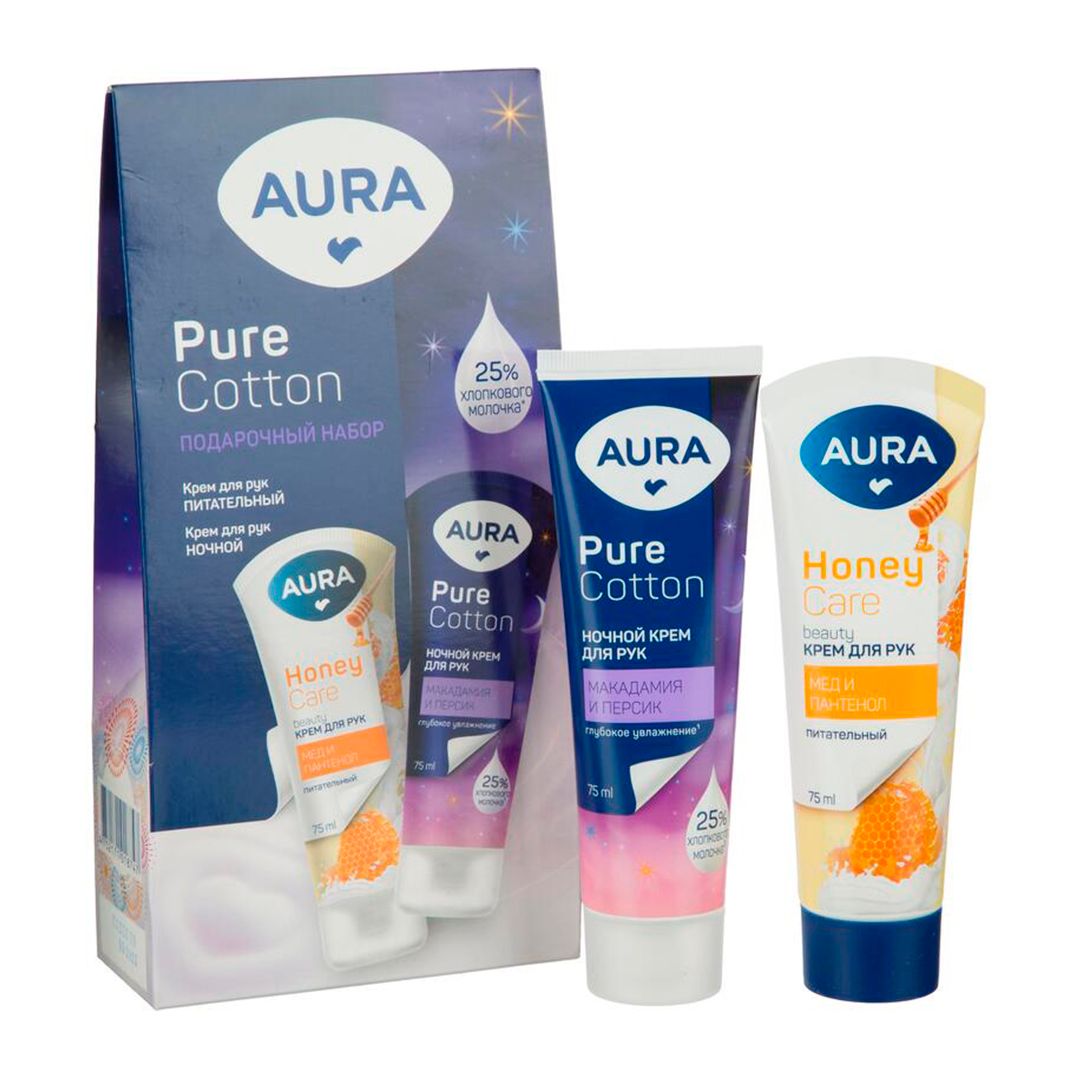 Сыйлық жинағы Aura "Pure Cotton", қолға арналған крем 75 мл +  түнгі крем 75 мл / Қол құралдары №2