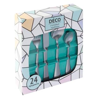 Набор столовых приборов Deco Florence, на 6 персон, нержавеющая сталь, 24 шт/набор / Столовые приборы
