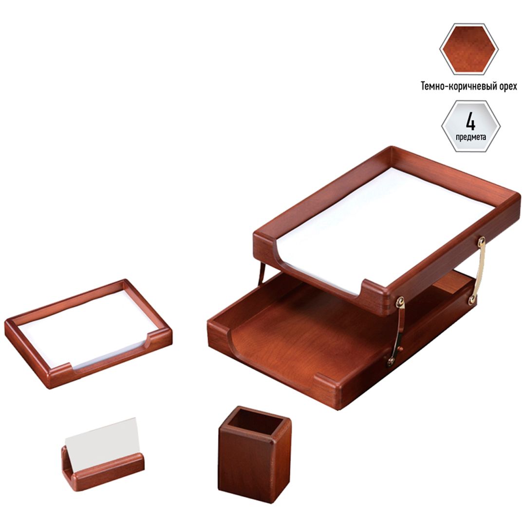 Набор настольный Delucci, 4 предмета, темно-коричневый орех / Настольные наборы №2 oe.kz Набор настольный Delucci, 4 предмета, темно-коричневый орех / Настольные наборы №2