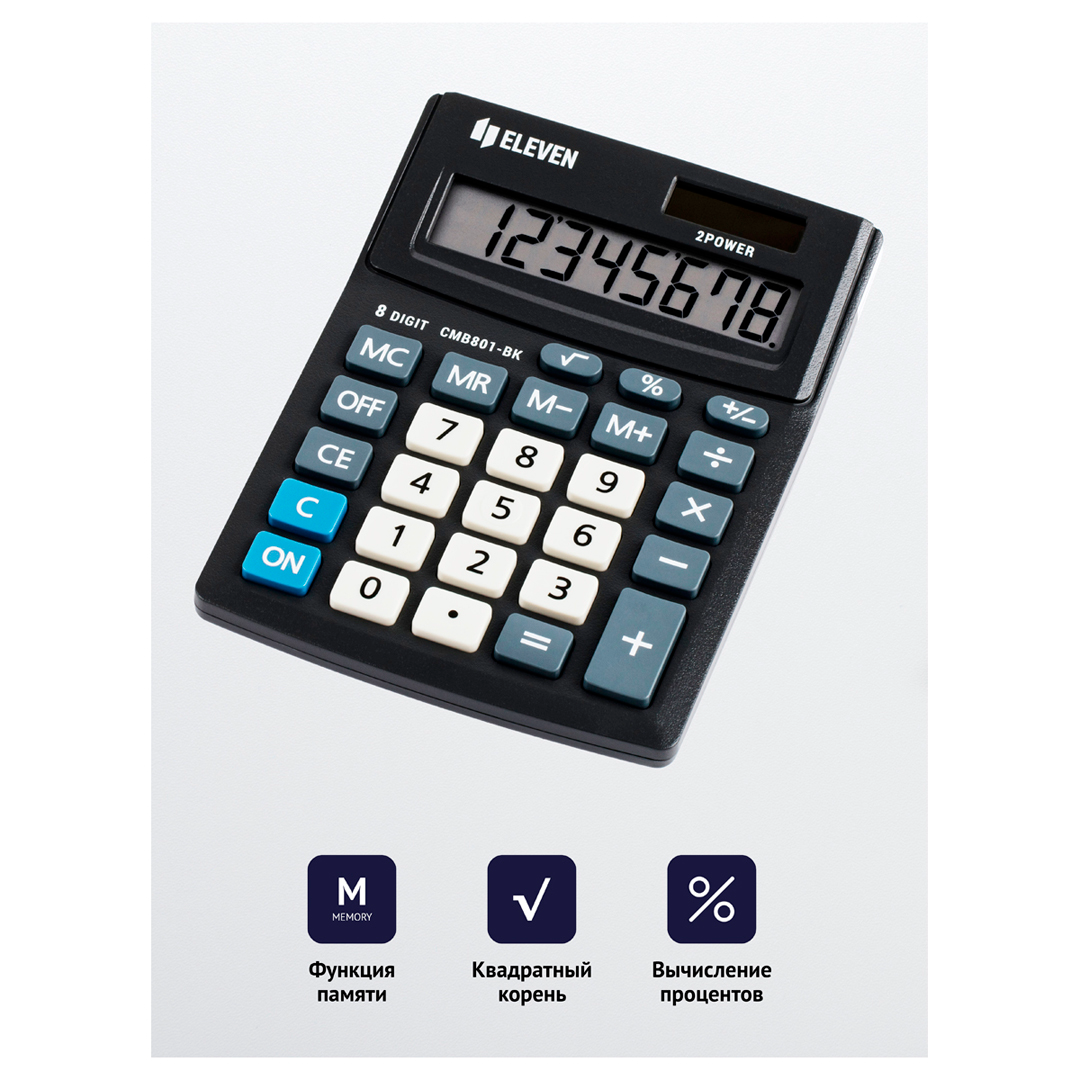 Үстел калькуляторы Eleven Business Line CMB801-BK, 8 разрядты, 102*137*31 мм, қара / Үстел калькуляторлары №3