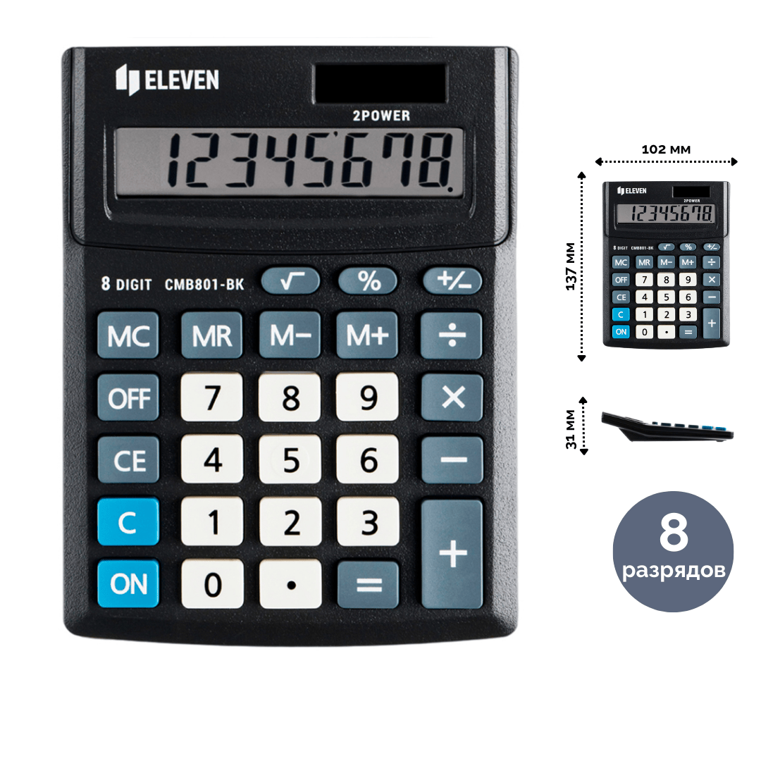 Үстел калькуляторы Eleven Business Line CMB801-BK, 8 разрядты, 102*137*31 мм, қара / Үстел калькуляторлары