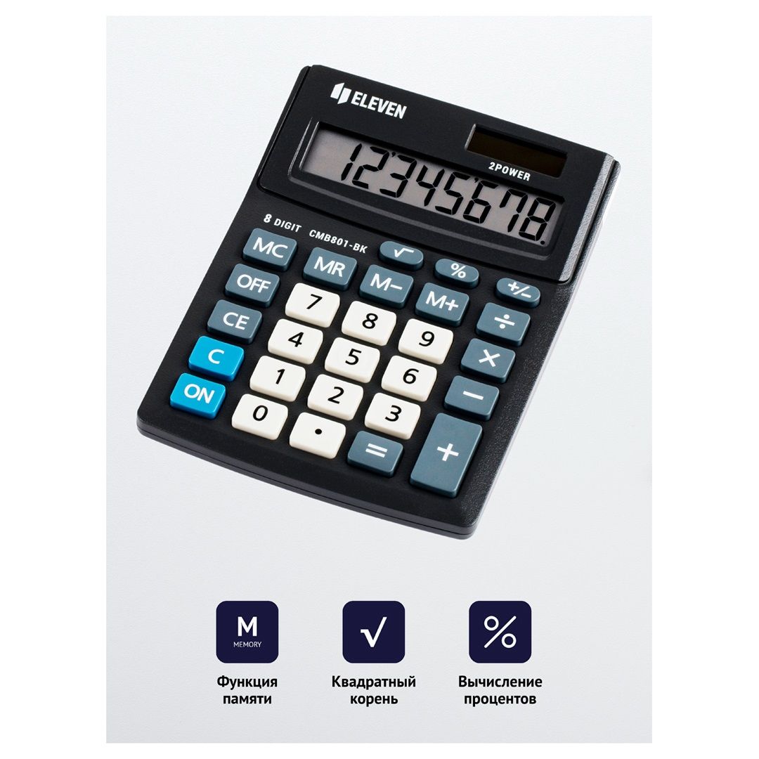 Үстел калькуляторы Eleven Business Line CMB801-BK, 8 разрядты, 102*137*31 мм, қара / Үстел калькуляторлары №3
