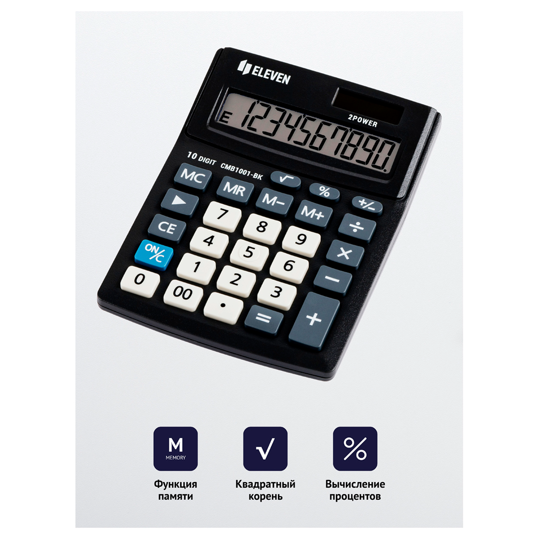 Калькулятор настольный Eleven Business Line CMB1001-BK, 10 разрядов, 102*137*31 мм, черный / Калькуляторы настольные №3