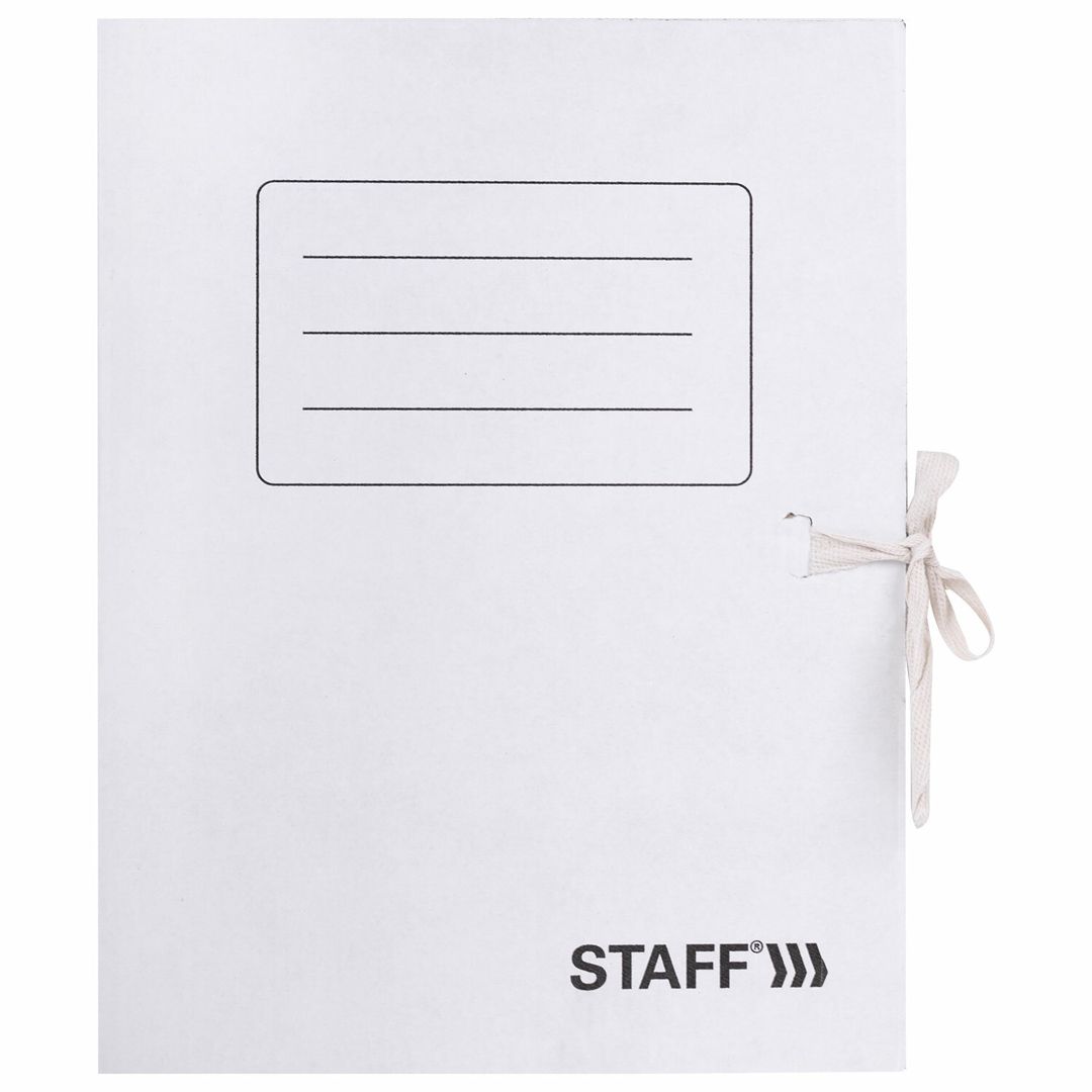 Папка архивная Staff, 75*250*325 мм, вместимость 700 листов, с завязками, белая / Архивные короба и папки с завязками №2