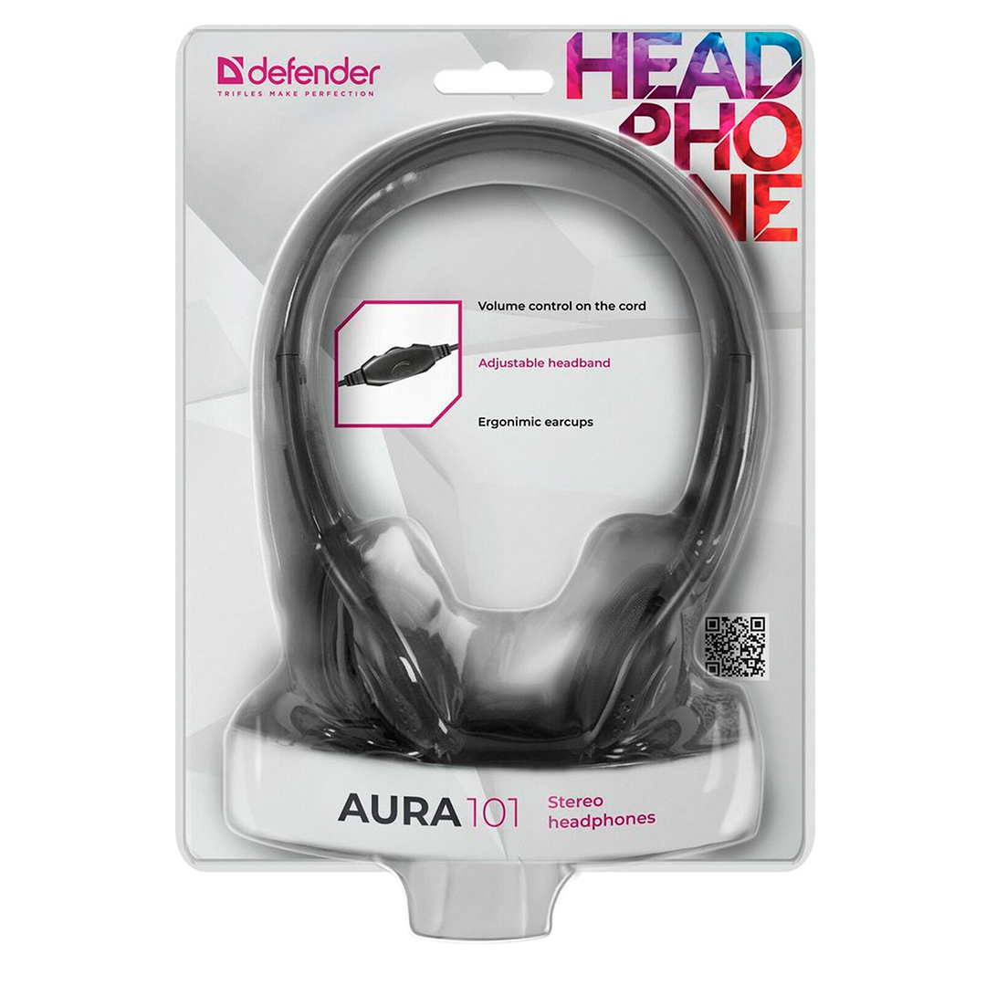 Наушники Defender Aura 101, диапазон частот 18-20000 Гц, черные / Наушники №4