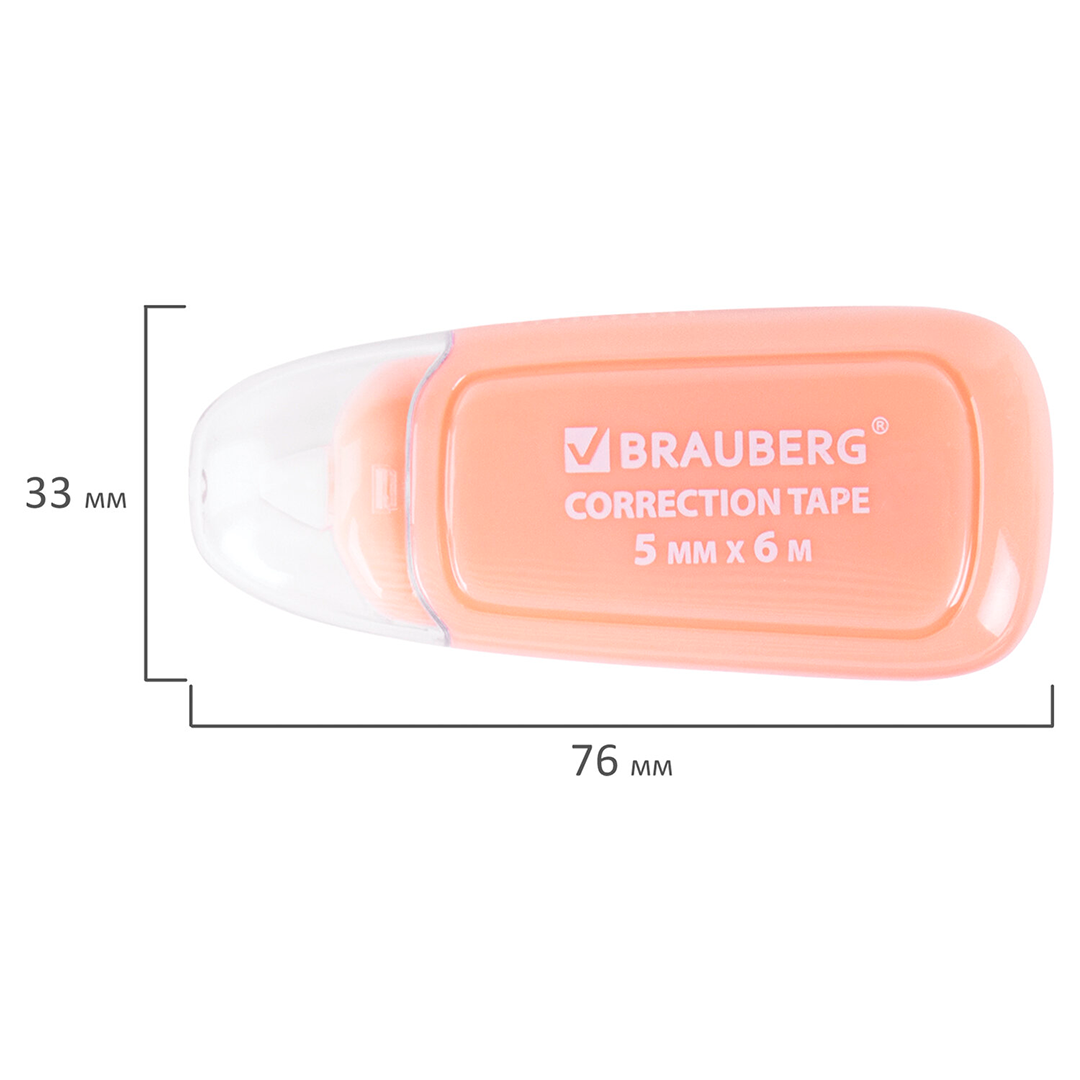 Корректирующая лента Brauberg "Compact Plus Pastel", 5 мм, длина 6 м, ассорти / Корректирующие ленты №3