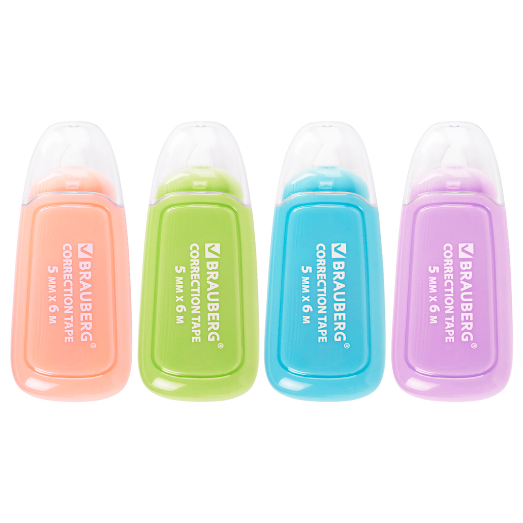 Корректирующая лента Brauberg "Compact Plus Pastel", 5 мм, длина 6 м, ассорти / Корректирующие ленты №2