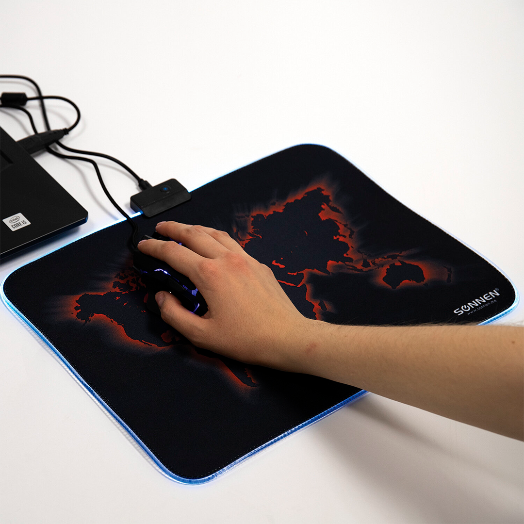 Коврик для мыши Sonnen "Lighting", резиновая основа, размер 350*270*4 мм, черный / Коврики для мыши №2