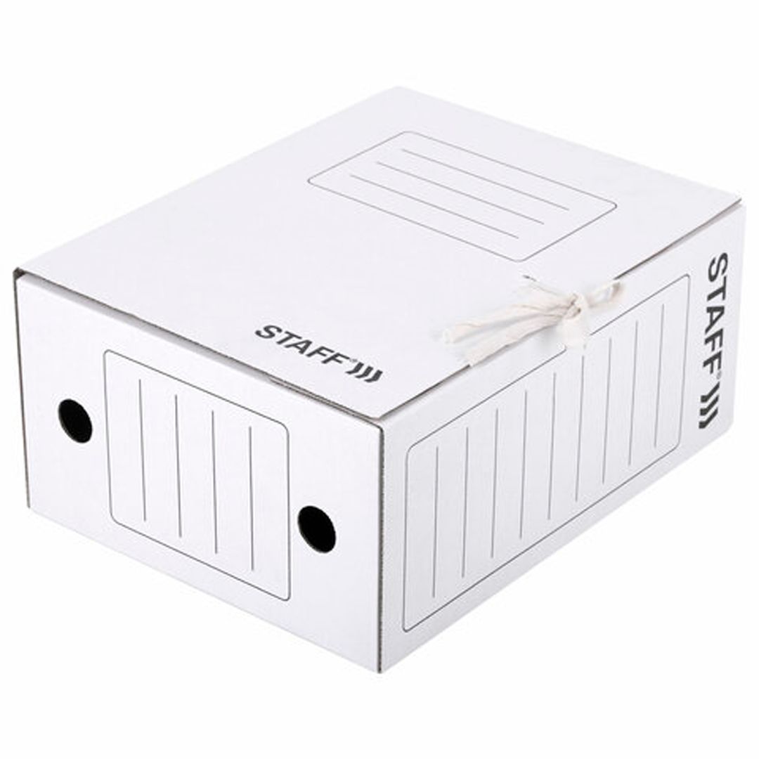 Папка архивная Staff, 150*250*325 мм, вместимость 1400 листов, с завязками, белая / Архивные короба и папки с завязками №3