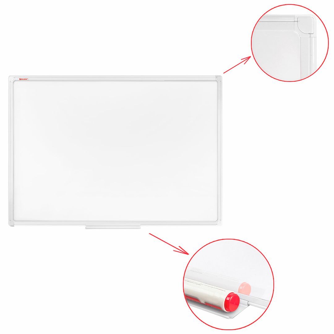 Доска магнитно-маркерная Brauberg "Standard", размер 90*120 см, с полочкой для аксессуаров / Магнитно-маркерные доски №4