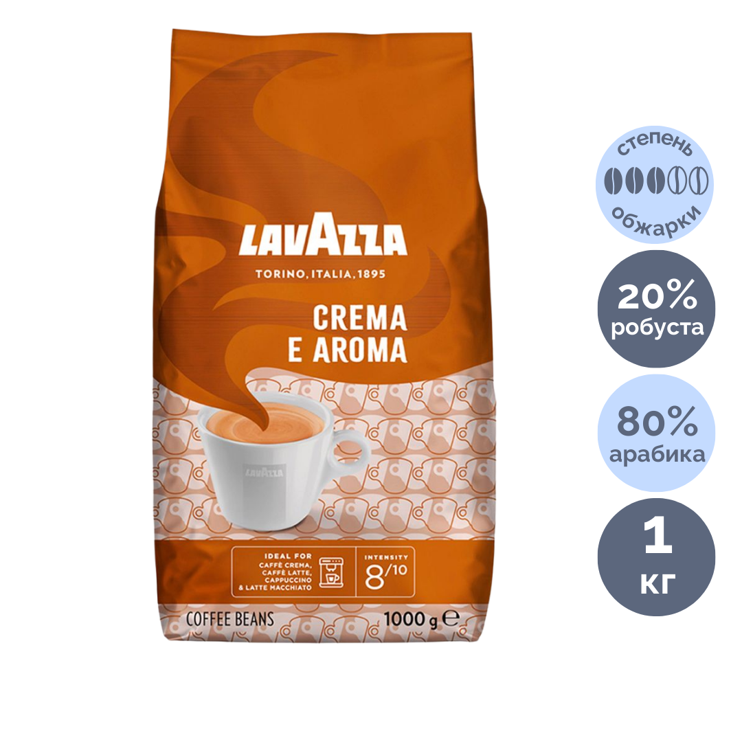 Кофе в зернах Lavazza "Crema E Aroma", средней обжарки, 1000 гр / Кофе зерновой №3