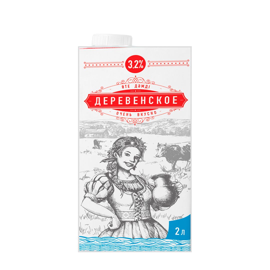 Молоко Деревенское, 2 л, 3,2%, тетрапакет / Молоко и сливки oe.kz Молоко Деревенское, 2 л, 3,2%, тетрапакет / Молоко и сливки