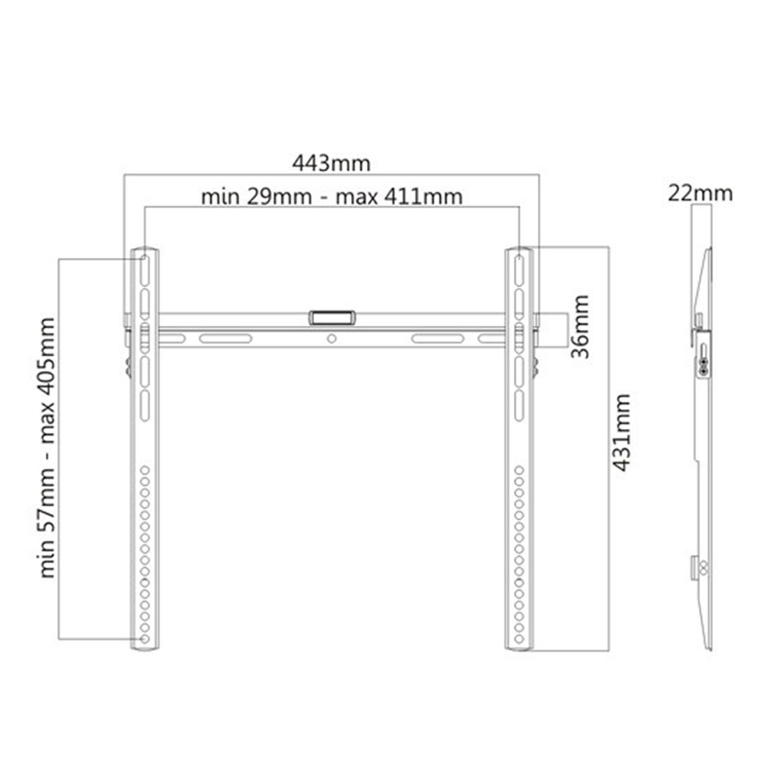 Крепление для ТВ и мониторов на стену Brateck LP43-44, диагональ экрана 32-55"