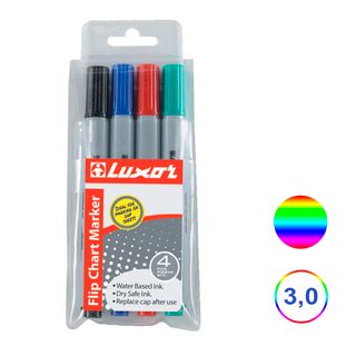 Флипчартқа арналған маркер жинағы Luxor, ұшы оқ тәріздес, 1-3 мм, 4 түс / Тақтаға арналған маркерлер oe.kz Флипчартқа арналған маркер жинағы Luxor, ұшы оқ тәріздес, 1-3 мм, 4 түс / Тақтаға арналған маркерлер