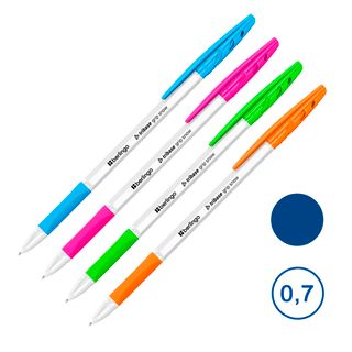 Шарлы қалам Berlingo "Tribase Grip Snow", 0,7 мм, көк, корпусы ассорти, баға бір дана үшін / Автоматты емес шарлы қаламдар