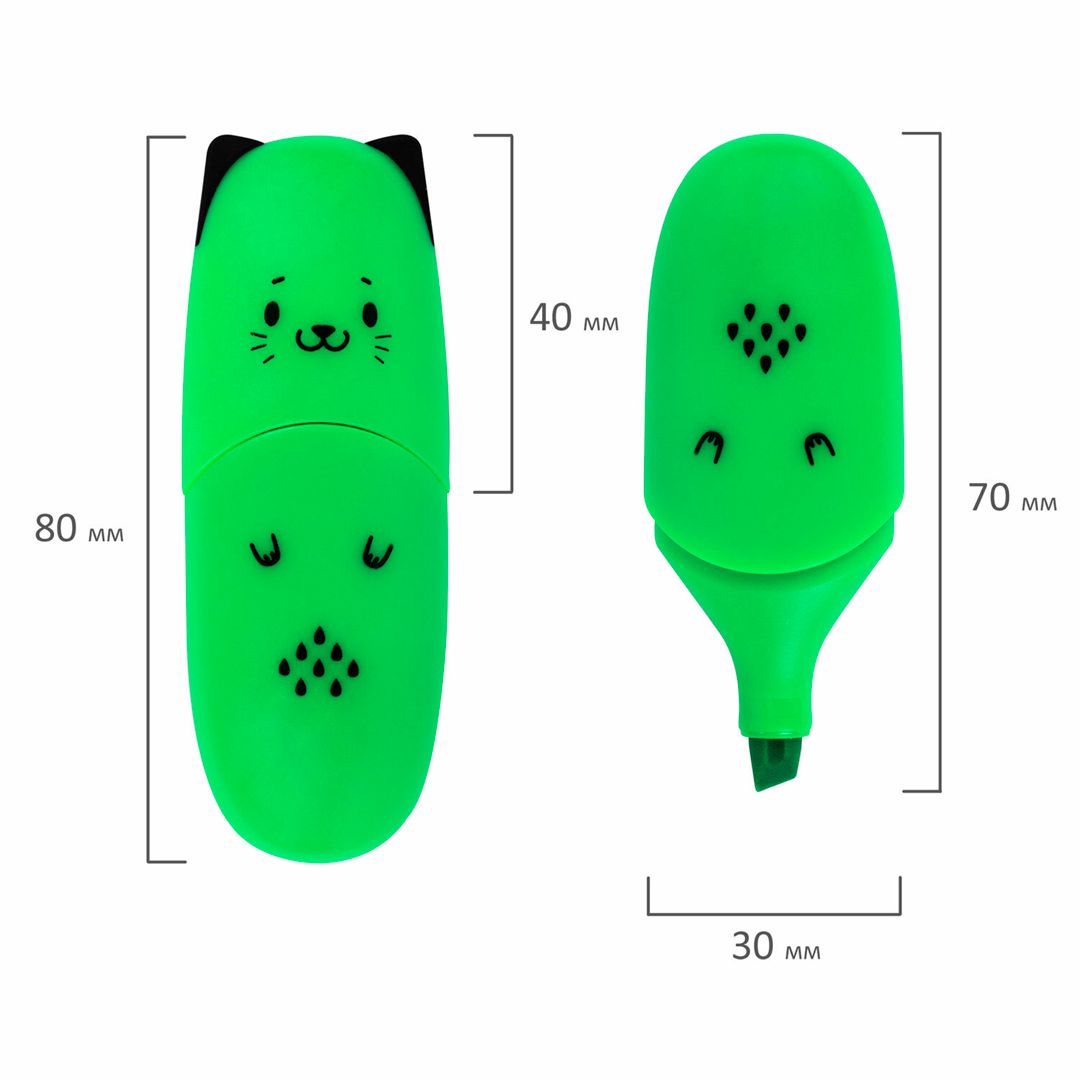 Набор текстовыделителей Brauberg Kids "Cute Cats Neon", 1-5 мм, 6 цветов / Текстовыделители №3