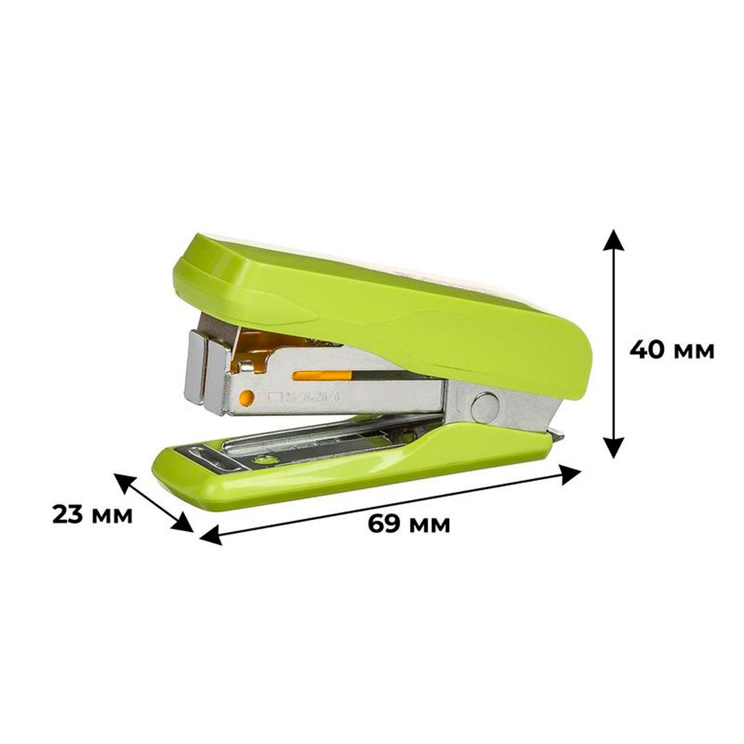 Степлер сшивает до 20 листов, Комус MSGR2420 № 24/6, 26/6, зеленый, металл