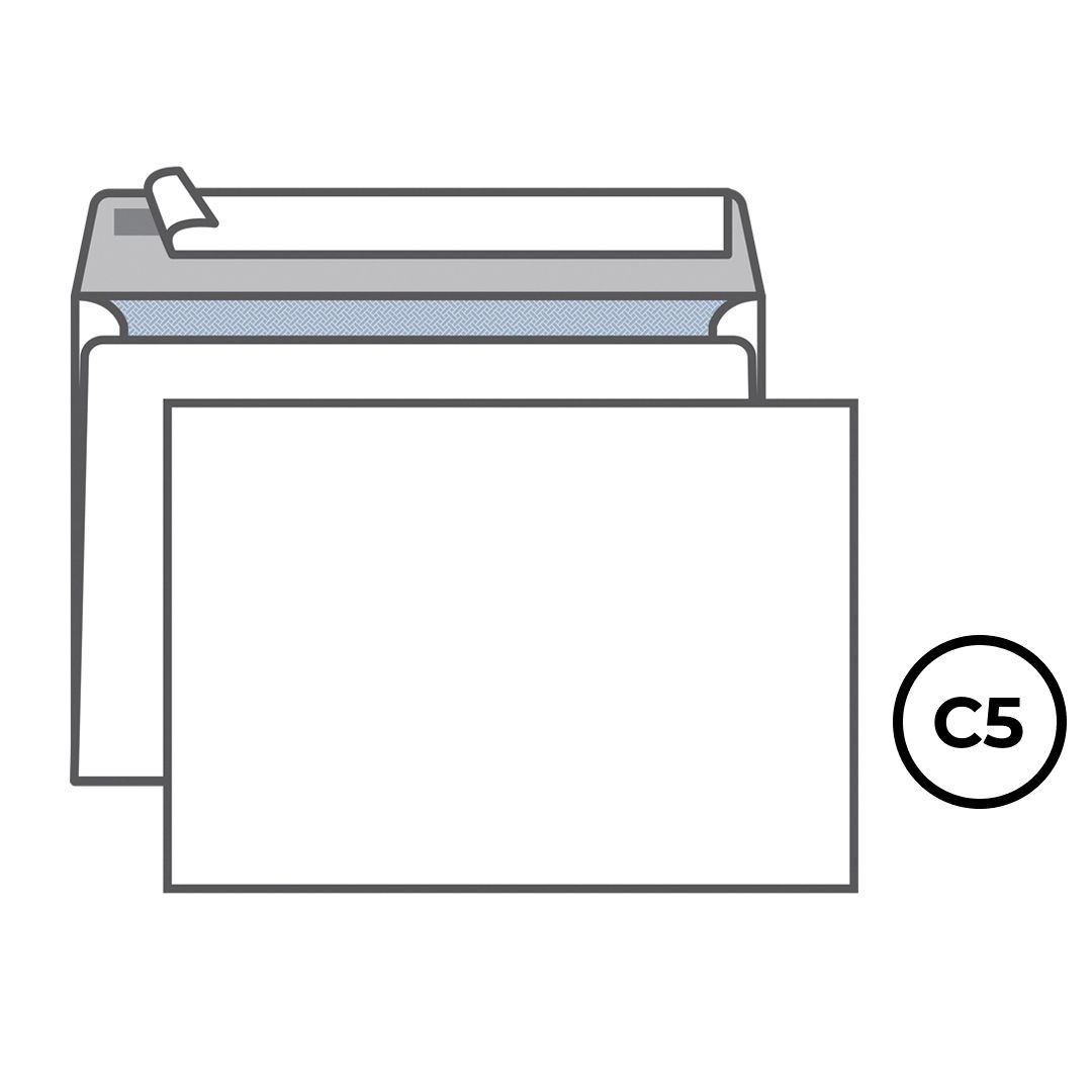 Конверт горизонтальный Kuvert, формат С5 (162*229 мм), белый, удаляемая лента