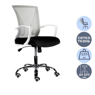 Кресло для персонала Brabix "Wings MG-306", сетка/ткань/хром, серое/черное / Кресла для персонала