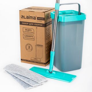 Комплект для уборки Laima Compact Mop, ведро 9/7 л двухкамерное с отжимом + швабра / Швабры и комплекты
