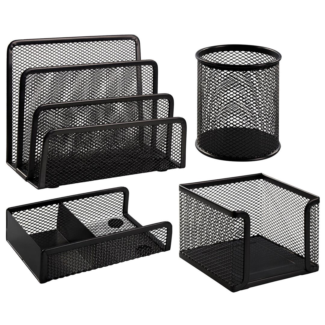 Набор настольный Brauberg "Germanium", 4 предмета, металлический, сетчатый, черный / Настольные наборы oe.kz Набор настольный Brauberg "Germanium", 4 предмета, металлический, сетчатый, черный / Настольные наборы