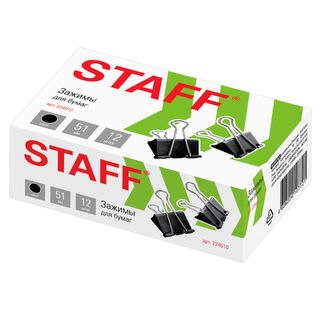 Қағаз қысқыштар Staff "Everyday", 51 мм, 12 дана, қара / Қағаз қысқыштар