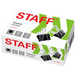 Қағаз қысқыштар Staff "Everyday", 41 мм, 12 дана, қара / Қағаз қысқыштар