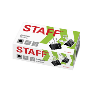 Қағаз қысқыштар Staff "Everyday", 32 мм, 12 дана, қара / Қағаз қысқыштар