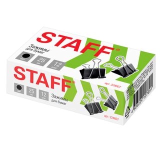 Зажимы для бумаг Staff "Everyday", 25 мм, 12 шт., черные / Зажимы для бумаг