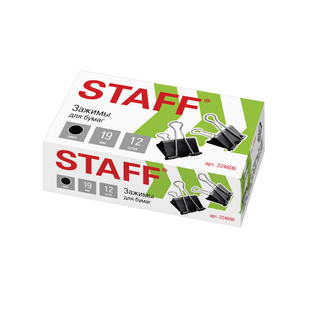 Қағаз қысқыштар Staff "Everyday", 19 мм, 12 дана, қара / Қағаз қысқыштар