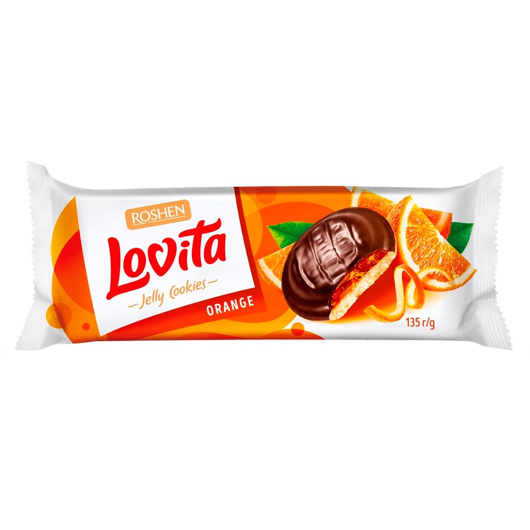 Печенье Roshen "Lovita Jelly Cookies", апельсин, 135 гр / Печенье, вафли, крекеры