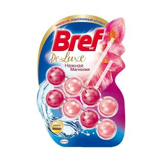 Блок гигиенический для унитаза Bref Deluxe "Деликатная магнолия", 2*50 гр / Средства для туалетов и ванных комнат
