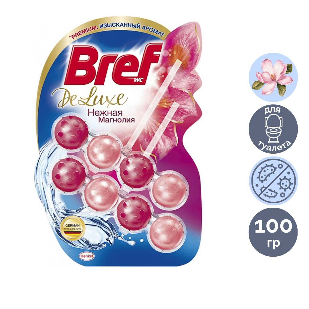 Унитазға арналған гигиеналық блок Bref Deluxe "Нәзік магнолия", 2*50 гр / Дәретхана және жуынатын бөлме құралдары oe.kz Унитазға арналған гигиеналық блок Bref Deluxe "Нәзік магнолия", 2*50 гр / Дәретхана және жуынатын бөлме құралдары