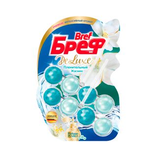 Блок гигиенический для унитаза Bref Deluxe "Пленительный жасмин", 2*50 гр / Средства для туалетов и ванных комнат