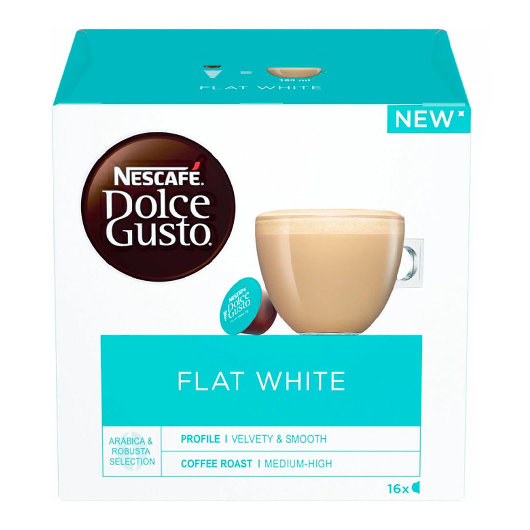 Nescafe Dolce Gusto кофе капсулалары, Flat White, 16 капсула / Капсуладағы кофе және шай oe.kz Nescafe Dolce Gusto кофе капсулалары, Flat White, 16 капсула / Капсуладағы кофе және шай
