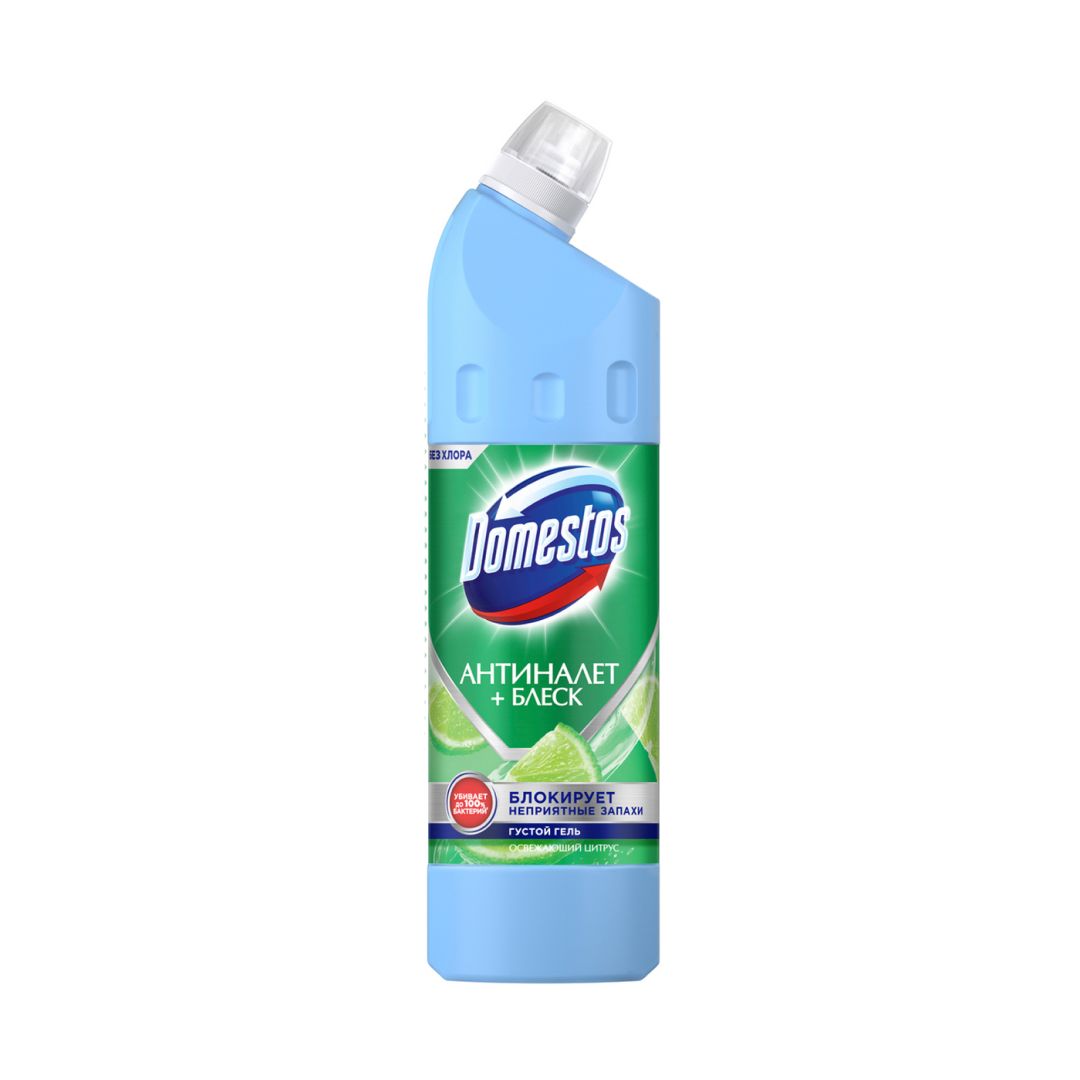 Әмбебап тазартқыш құрал Domestos "Қаққа қарсы+жылтырлық. Сергіткіш цитрус", 750 мл